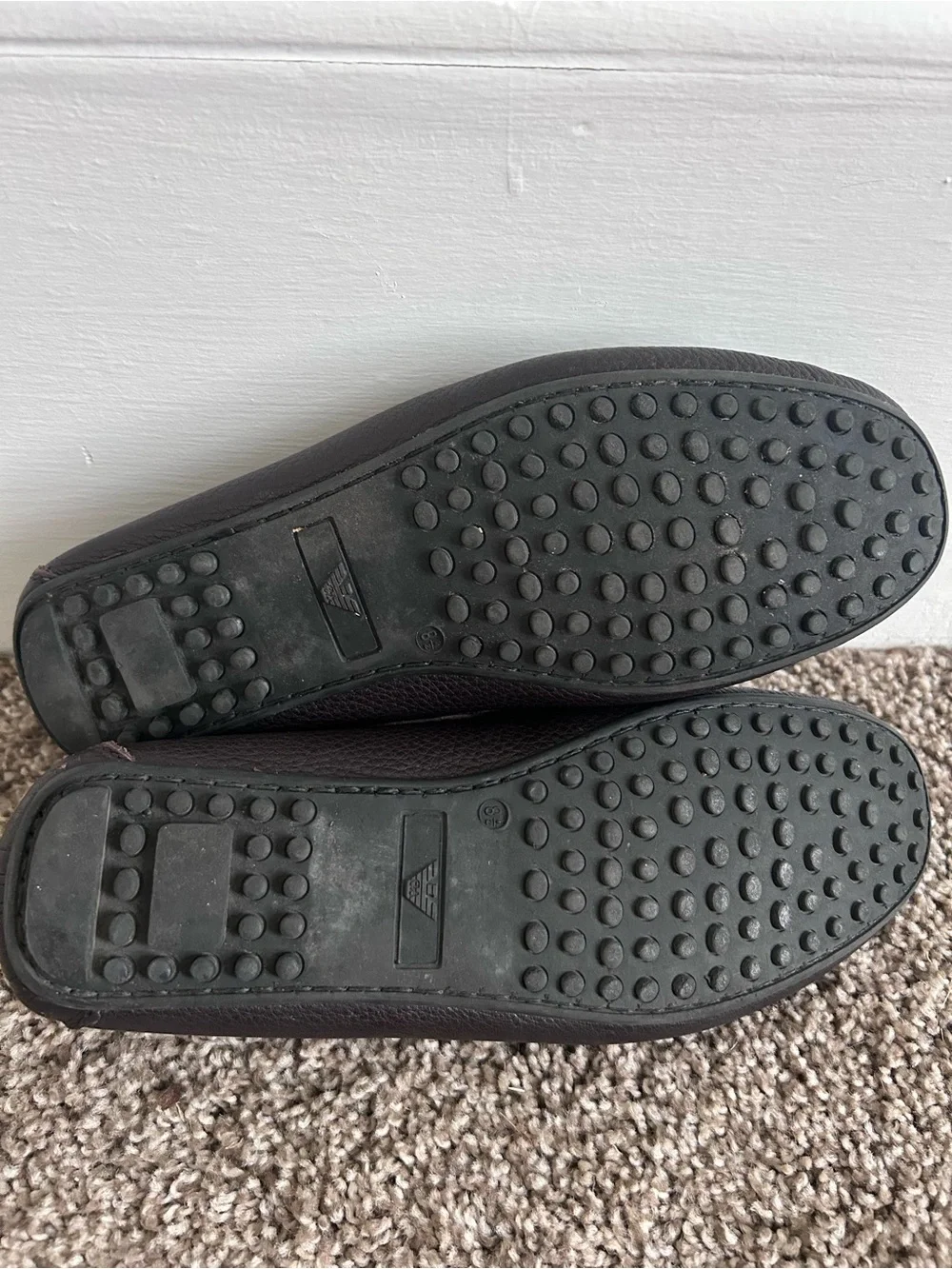Emporio Armani Men's Dark Brown Leather Driving Loafers